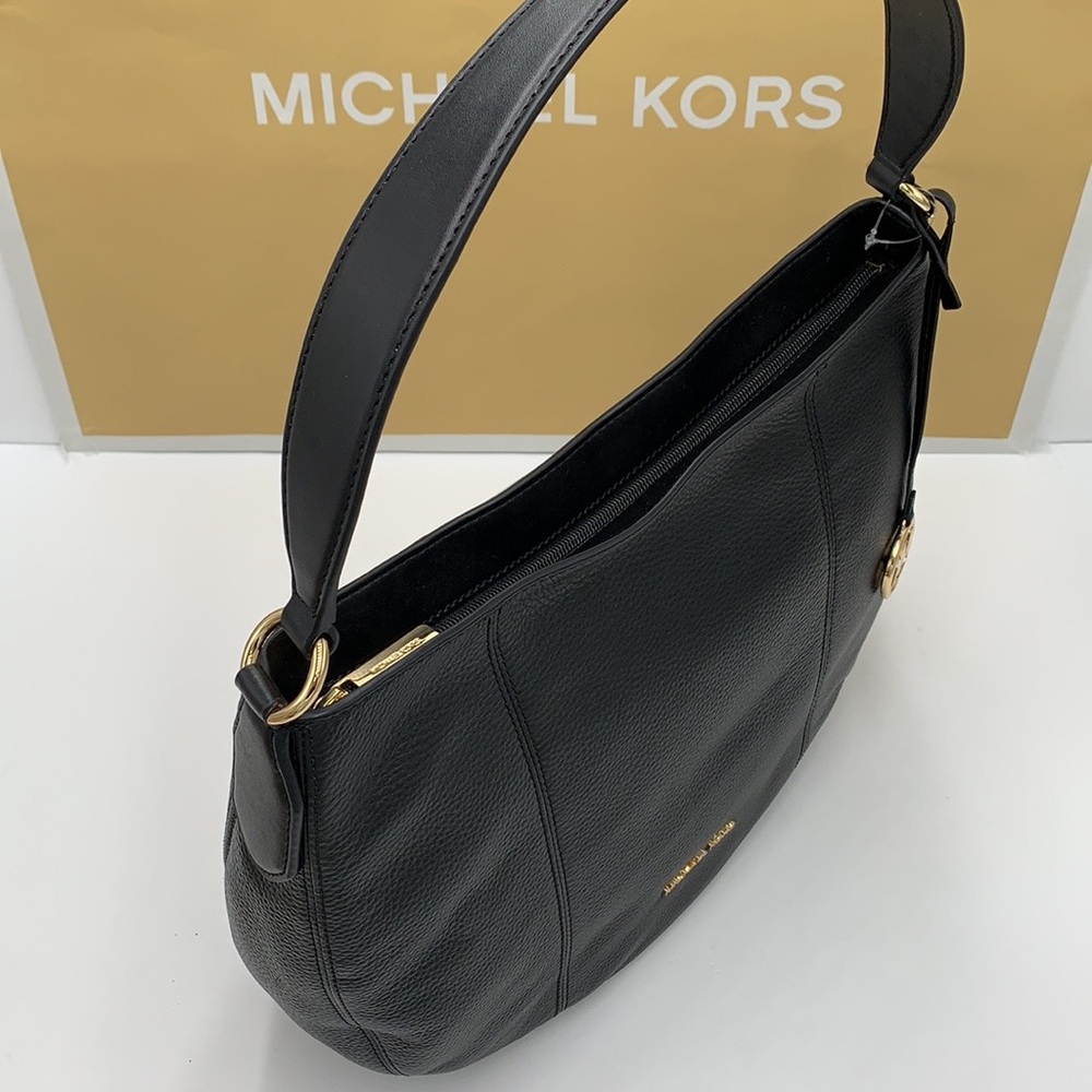 MICHAEL KORS BROOKE LARGE HOBO SHLDR LEATHER BLACK COLOR - Picture 9 of 16